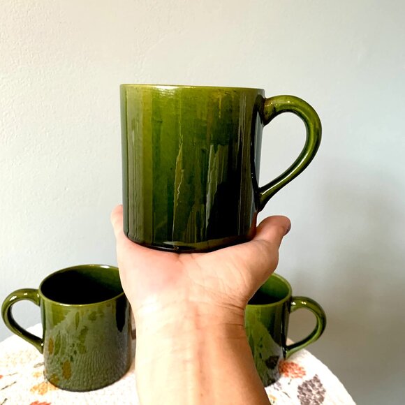 Vtg Italian Ombre Ceramic Coffee Mugs 3pc Set - Picture 3 of 7